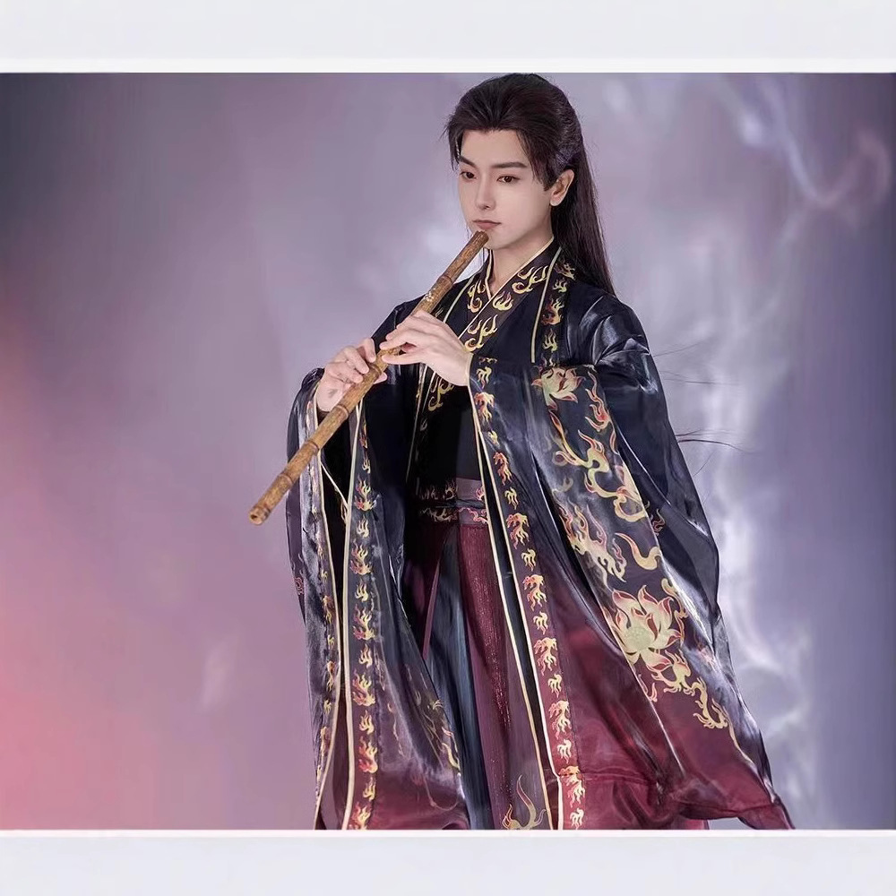原创新款【火焰玉令】汉服男晋制中国风魏晋风交领齐腰襦裙大袖衫