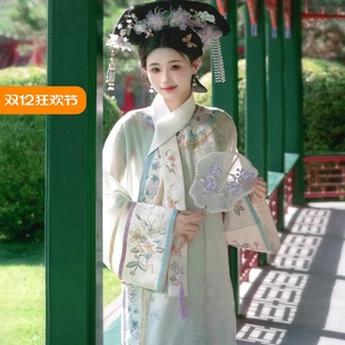 宫廷风写真旅拍服装 古装 长袍龙华套装 清汉女清朝宫廷格格服夏秋季