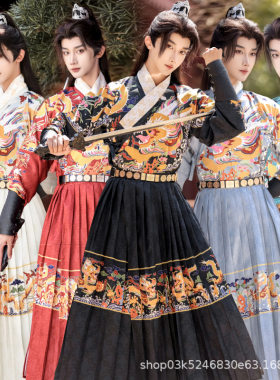 龙锦新款明制飞鱼服男女同款汉服锦衣卫蟒龙袍古装伴郎服装春秋款