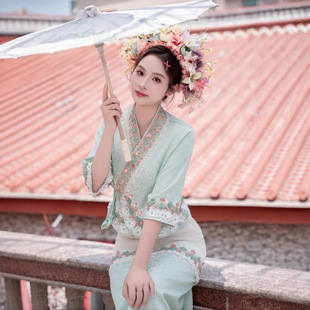 泼水节西双版纳傣族服装女士套装小娘惹旅游写真拍照服饰