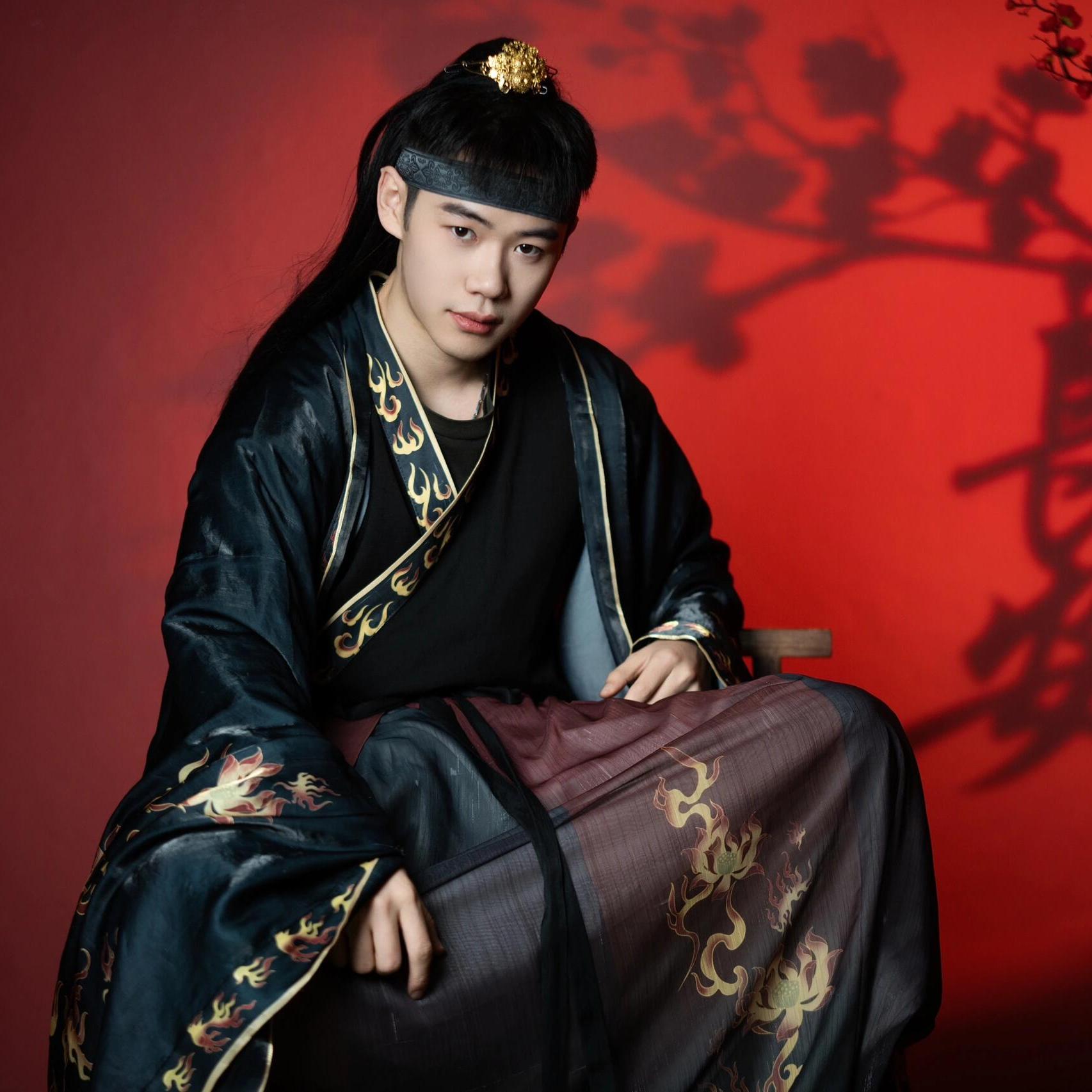 汉服男古装魏晋交领齐腰武侠风
