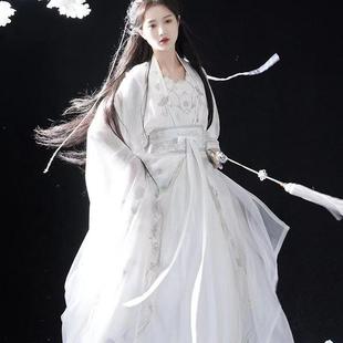 银月飞霜宋制汉服女大袖 齐腰襦裙白色全套武侠风古装 清冷感秋季 衫