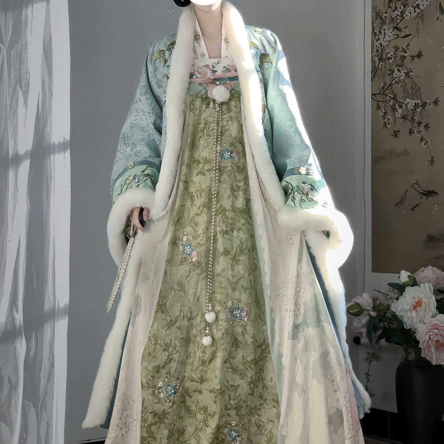 冬季保暖汉服女唐制刺绣齐胸襦裙加绒加厚外袄碧绒绘春套装中国风,女装/女士精品,汉服套装,淘宝优惠券,粉丝福利购,淘宝优惠卷