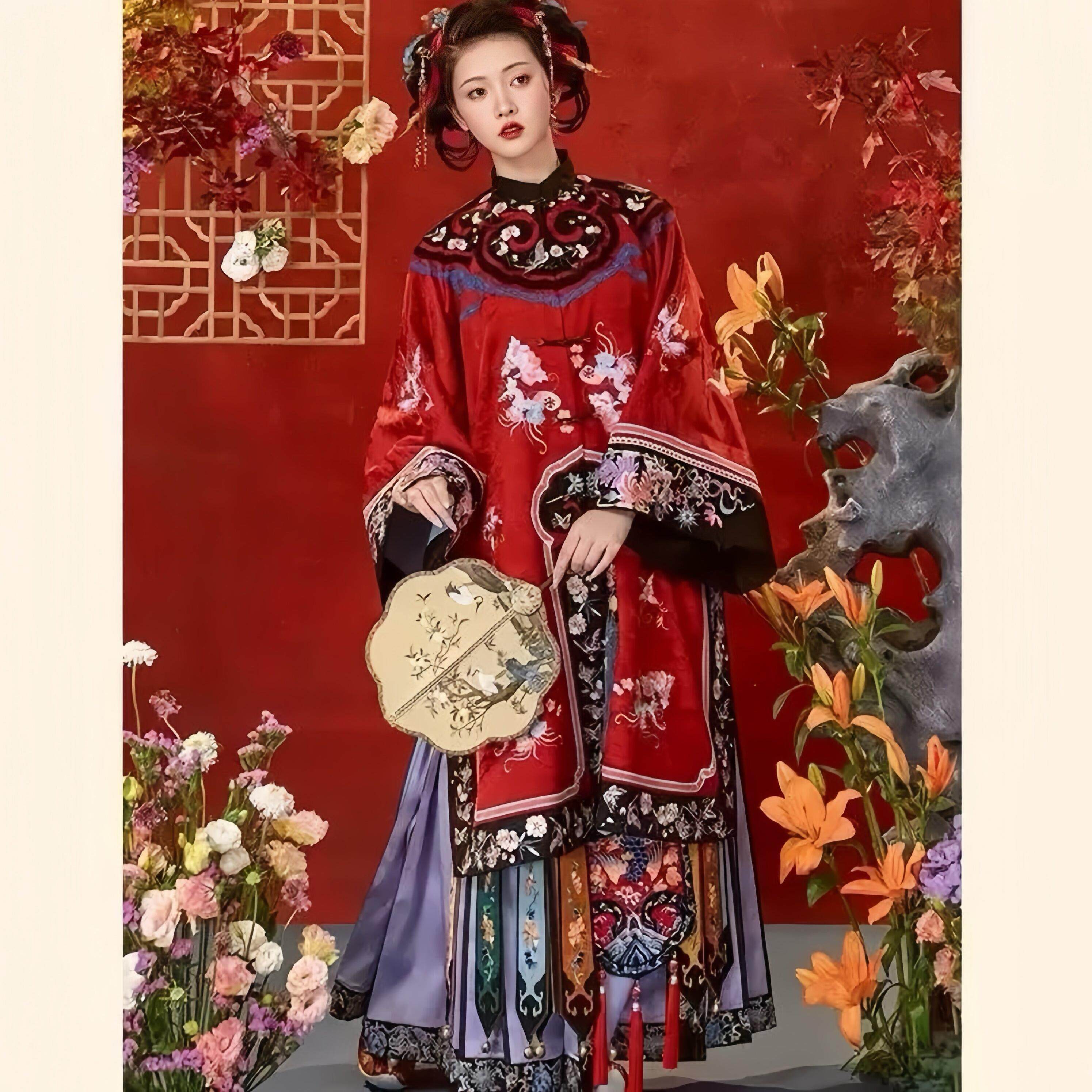 清汉女晚清晋商少奶奶对襟立领喜庆古风新娘婚服裙围红古董衣汉服,女装/女士精品,汉服套装,淘宝优惠券,粉丝福利购,淘宝优惠卷