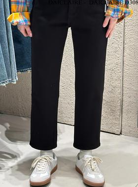 代嘉儿D308牛仔裤女2024秋冬款直筒裤高腰百搭显瘦黑色九分烟管裤