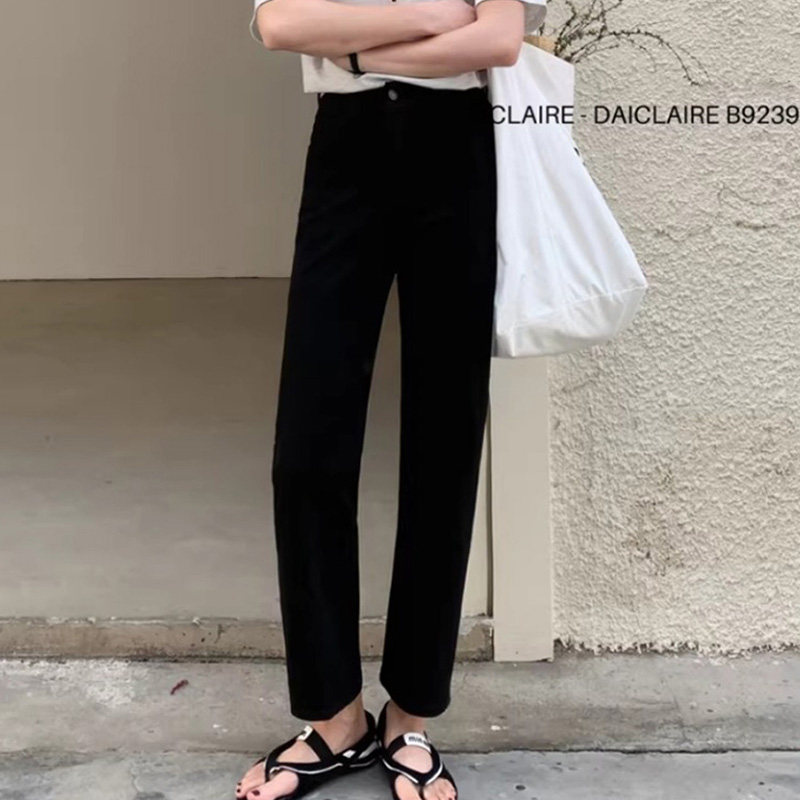 代嘉儿daiclaire新款B9239春季高腰直筒牛仔裤弹力显瘦九分法棍裤