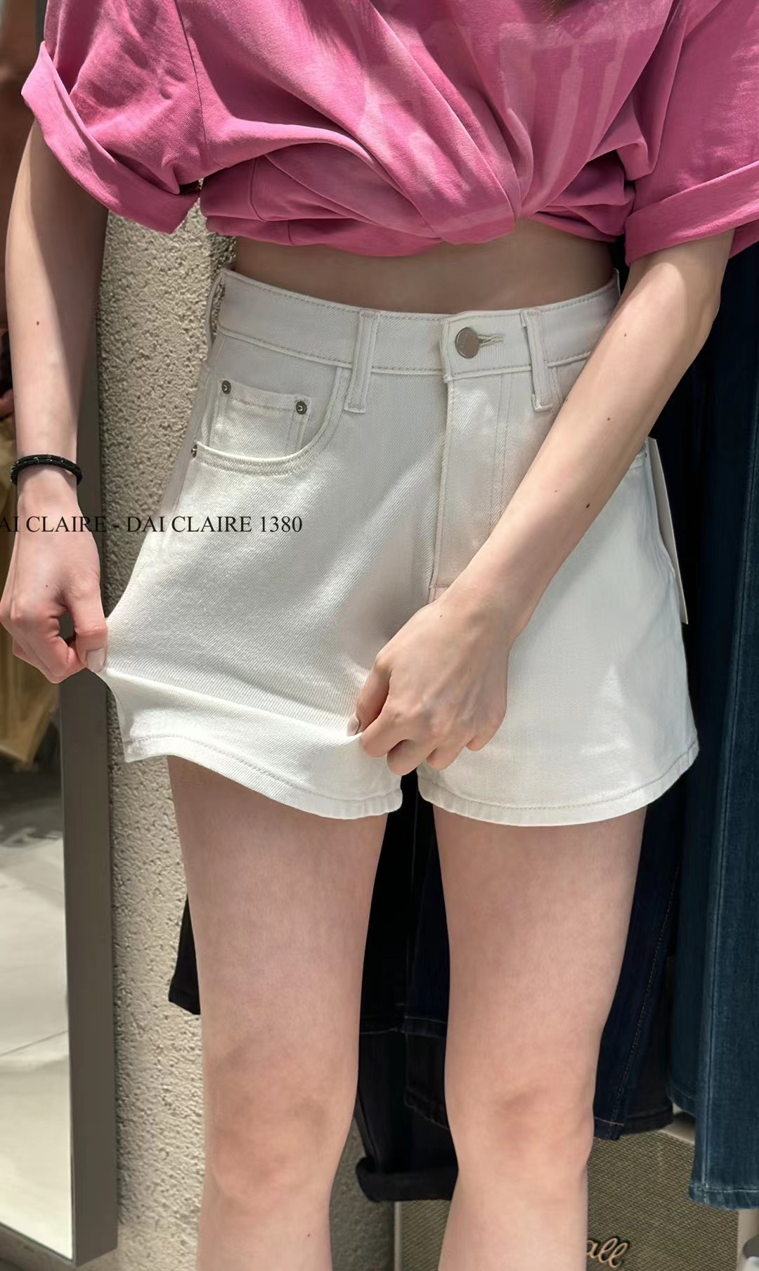 代嘉儿1380牛仔短裤女2024年夏薄款阔腿显瘦高腰弹力白色A字热裤