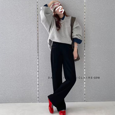 代嘉儿阔腿长裤牛仔裤拖地裤女