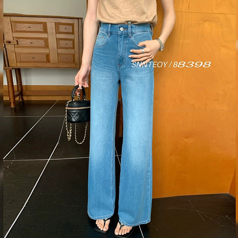 代嘉儿高腰直筒宽松弹力筒喇裤女
