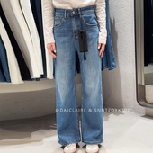 代嘉儿daiclaire新款 弹力阔腿十分筒喇裤 K302春季 高腰宽松牛仔裤