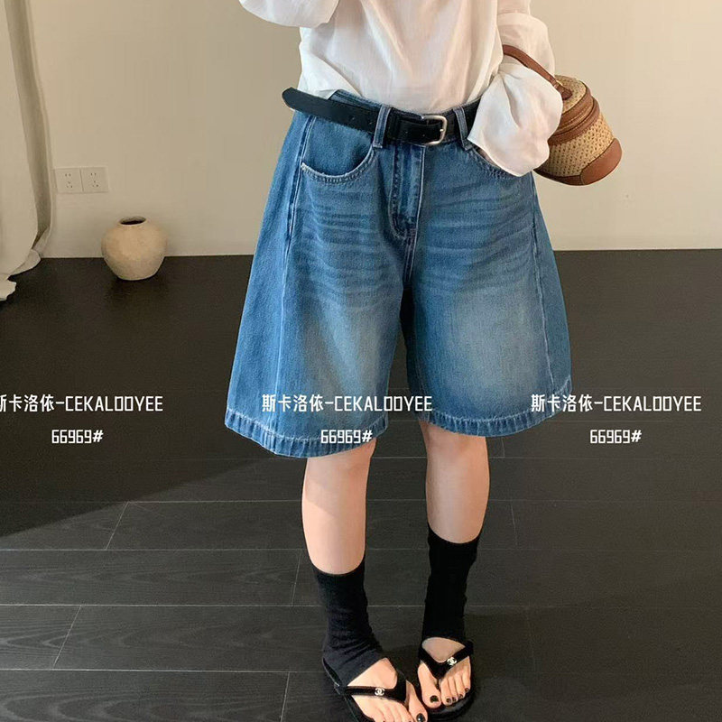 CKLY斯卡洛依中腰宽松牛仔短裤女