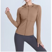 跑步运动外套女秋冬休闲连帽拉链显瘦开衫 透气速干瑜伽健身服上衣