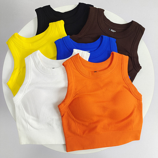 收副乳弹力瑜伽背心紧身一体杯显瘦无缝防震跑步训练运动内衣女