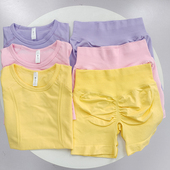 瑜伽服套装 薄款 高腰提臀健身房撸铁跑步运动短裤 短袖 女 速干修身