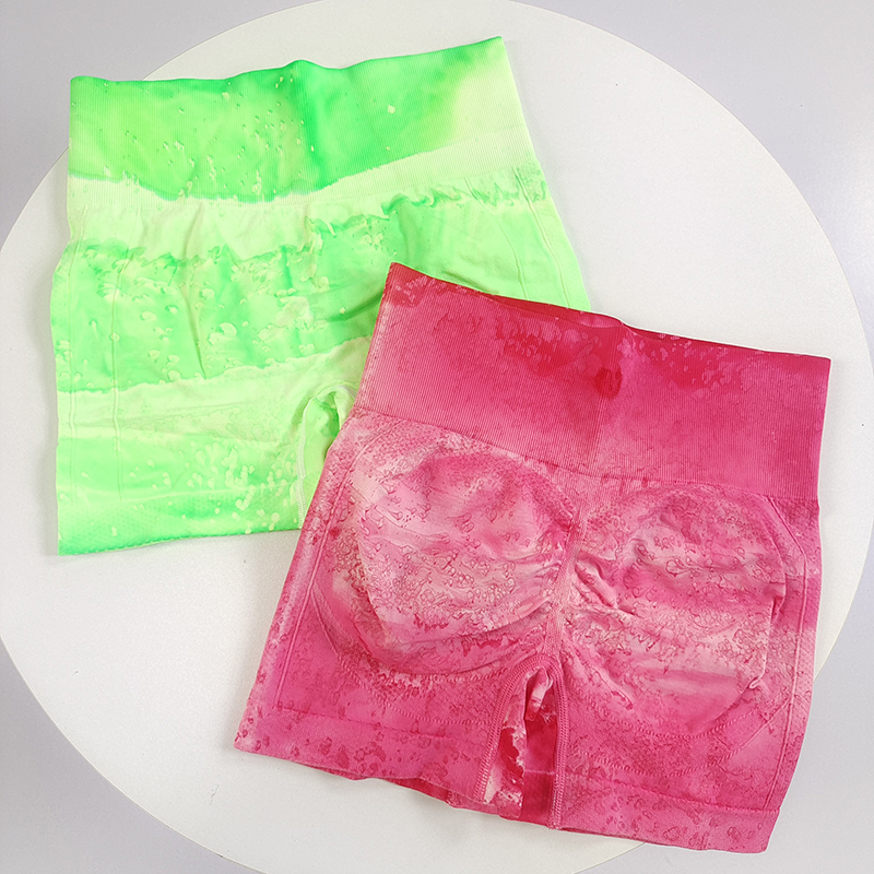 紧身高腰提臀泼染健身裤撸铁无缝