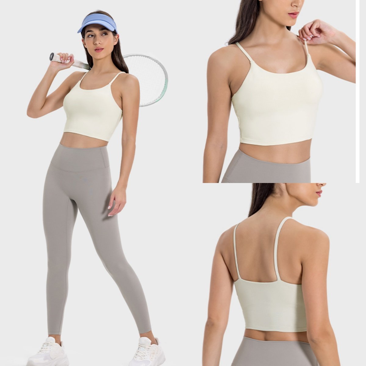 裸感小吊带美背运动内衣 跑防震健身文胸 带胸垫瑜伽背心巨好穿~