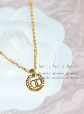 麻花纹圆圈字母锁骨链女