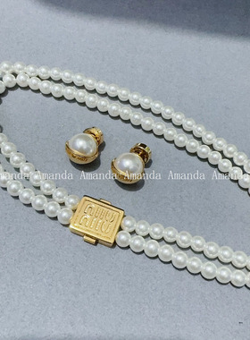 双层珍珠项链锁骨链女