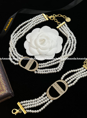 多层珍珠choker锁骨链女