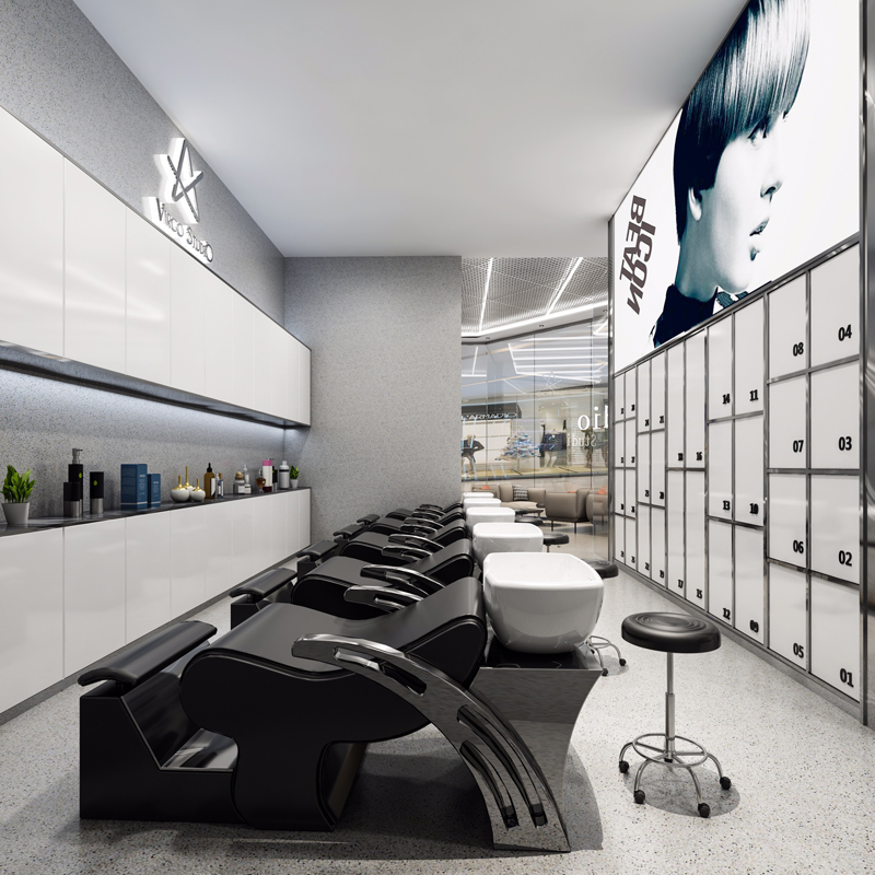 麦金托什美发店装修设计效果图理发店简约风格发廊店铺门头设计师