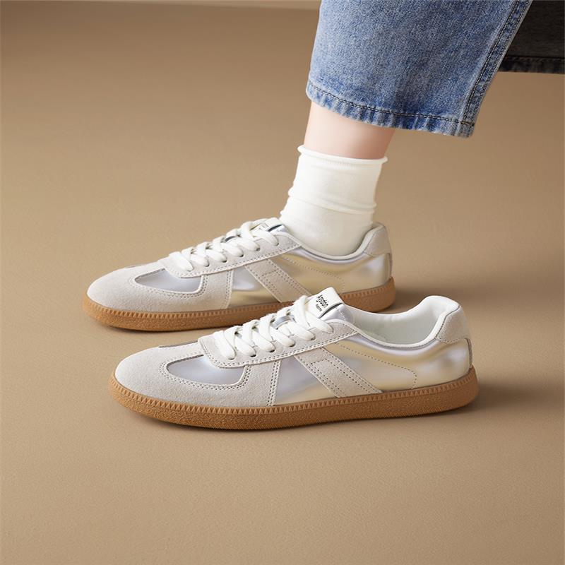 奥古狮登真皮德训鞋女2025夏季新款女款板鞋休闲鞋小白鞋百搭女鞋