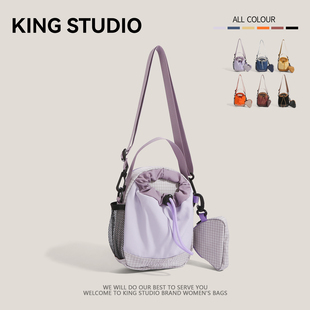 小众设计抽绳水壶包女2025新款潮时尚百搭单肩斜挎包大容量手机包