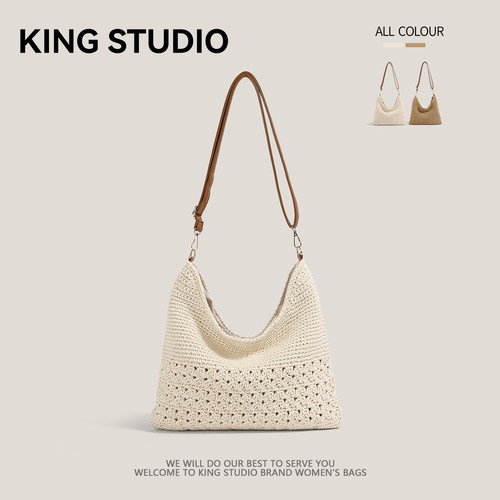 大容量草编包包女2026新款夏季海边度假沙滩包时尚编织单肩托特包