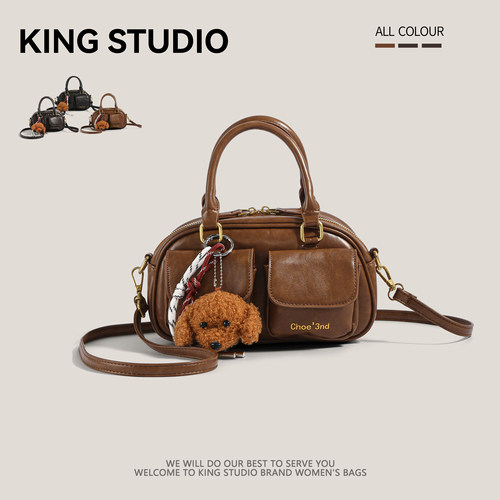 韩国小众保龄球包时尚复古枕头包