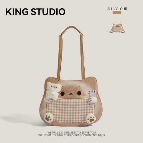 可爱烤面包小猫双肩包小众托特包