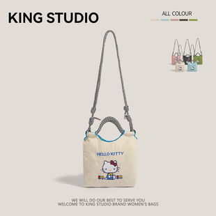 日本ball chain环保购物袋刺绣凯蒂猫迷你手提袋手机包单肩斜挎包