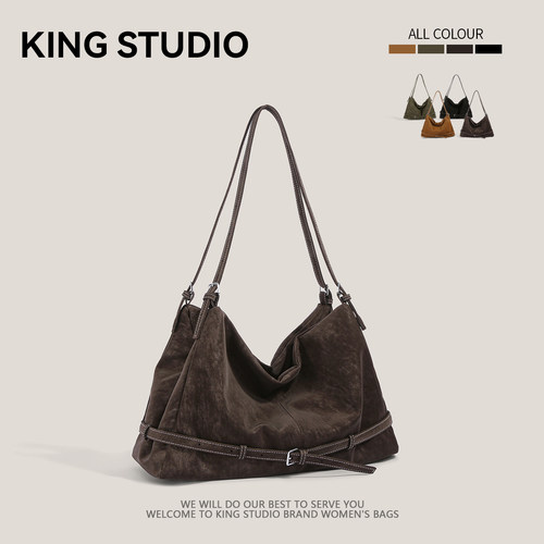 休闲复古磨砂皮托特包单肩腋下包