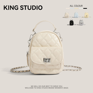 小香风双肩包包女2026新款潮时尚韩国背包链条水桶包旅行包登山包