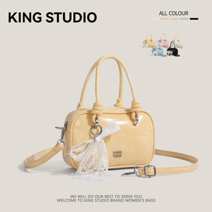 韩国小众手提保龄球包包女2025新款 小方包百搭单肩斜挎包 夏季 时尚