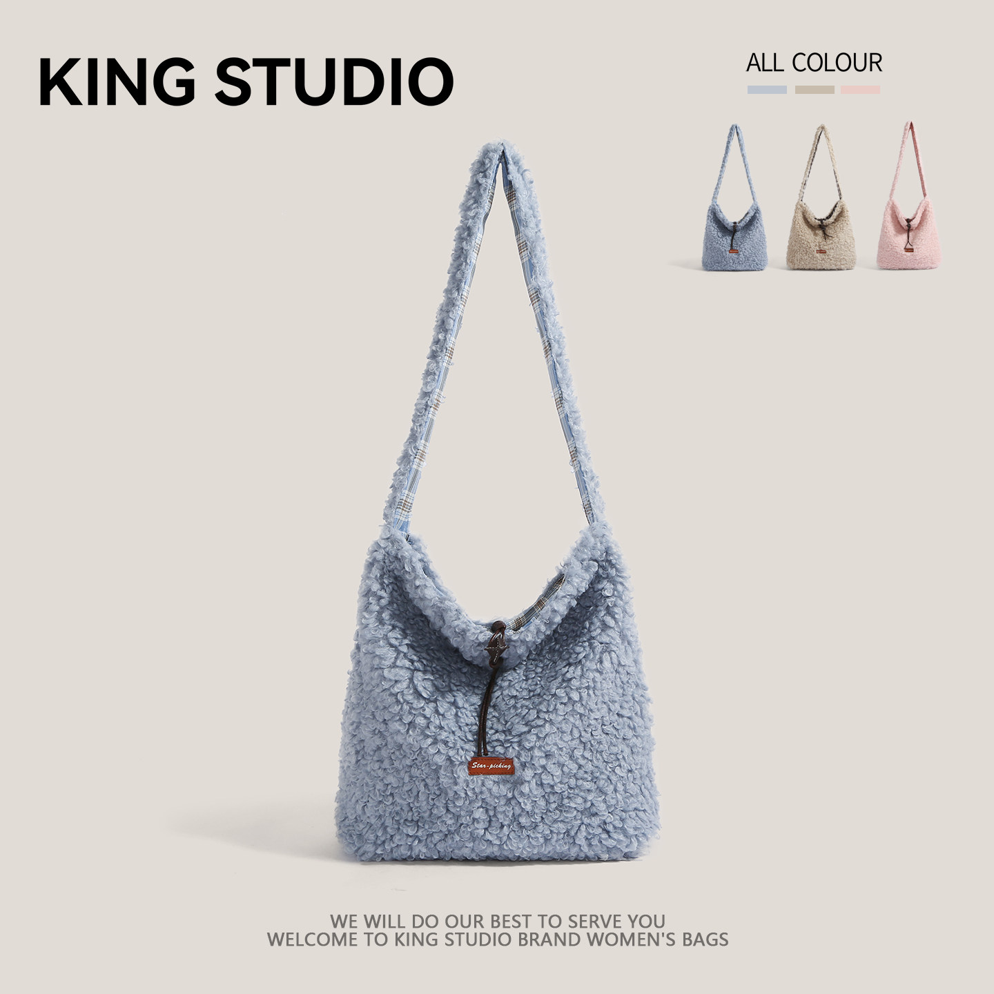 羊羔毛包包女2025秋冬新款时尚甜美学院风托特包大容量通勤毛绒包,箱包皮具/热销女包/男包,通用款女包,淘宝优惠券,粉丝福利购,淘宝优惠卷