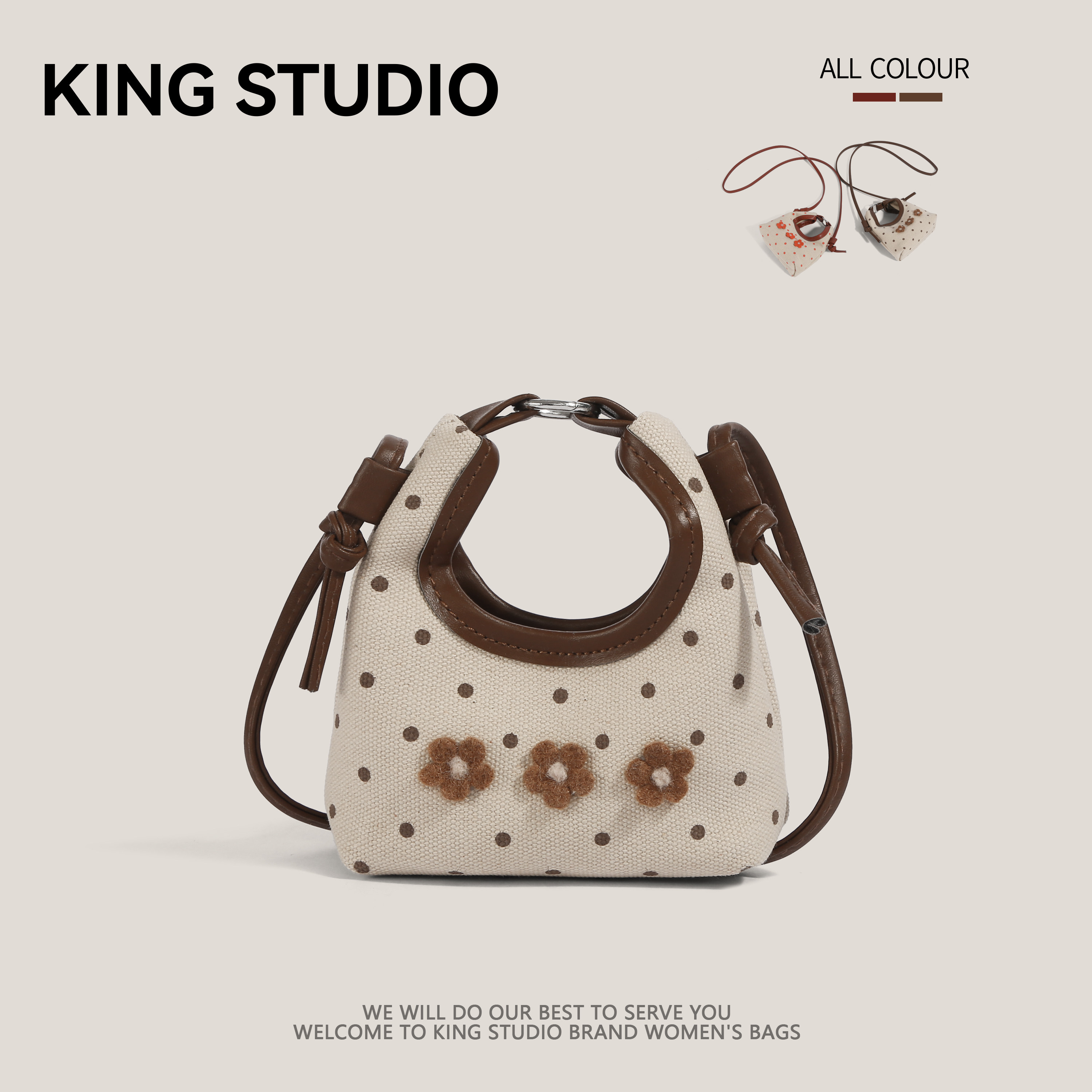 复古小众波点饺子包女2026新款可爱迷你口红耳机包百搭单肩斜挎包