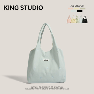 小众蝴蝶结帆布包女2026新款大容量休闲单肩包学生上课通勤托特包