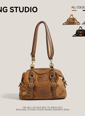 大容量麂皮绒包包女2025新款秋冬复古通勤双肩背包百搭单肩斜挎包