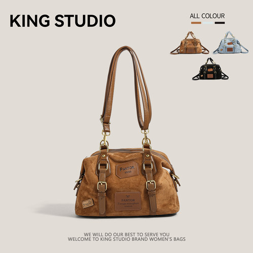 大容量麂皮绒包复古通勤双肩背包