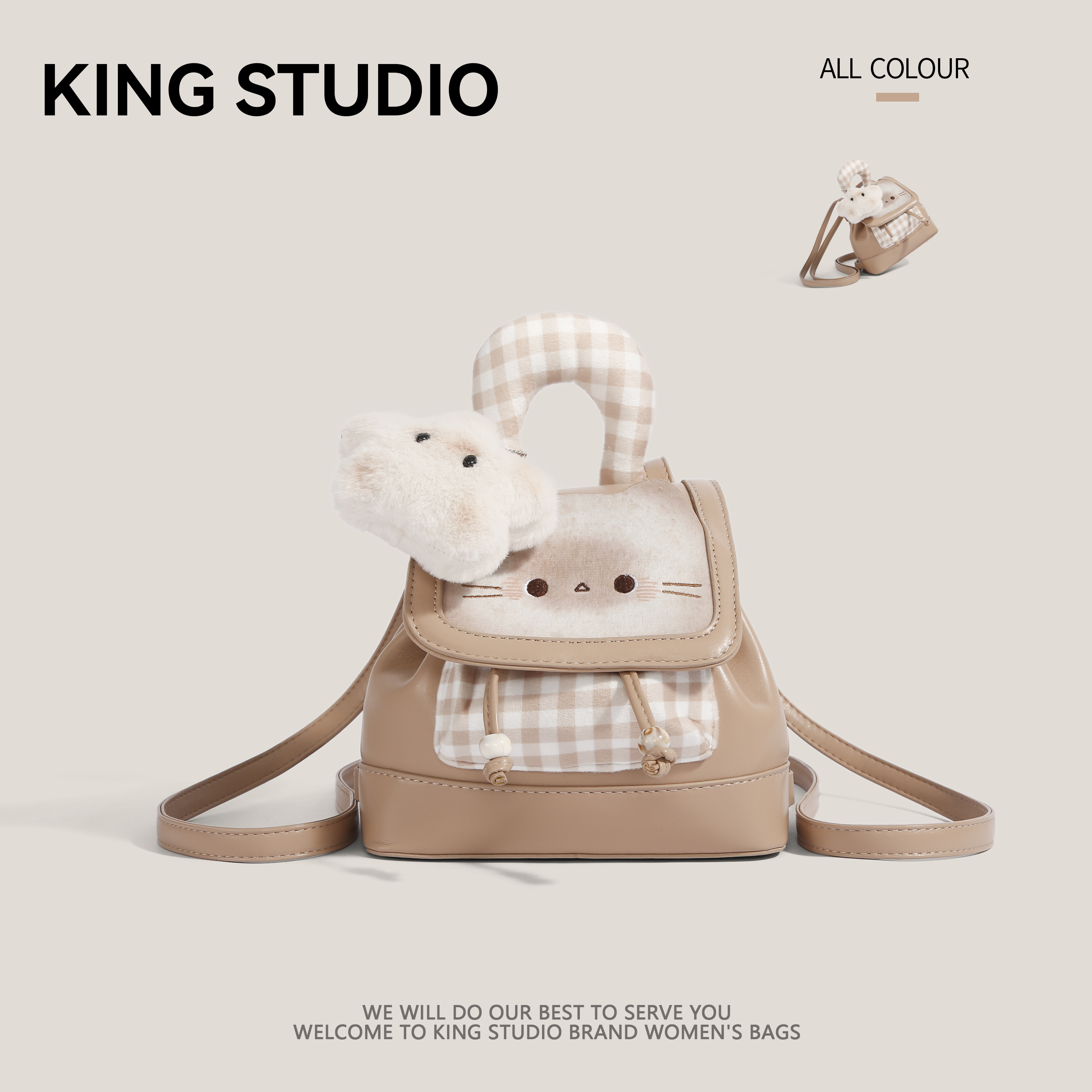 可爱烤面包小猫双肩包学院风背包