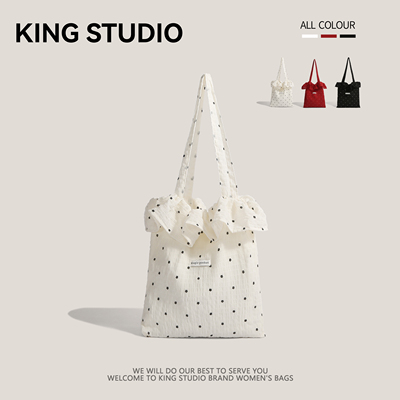 甜美荷叶边雪纺布包大容量托特包