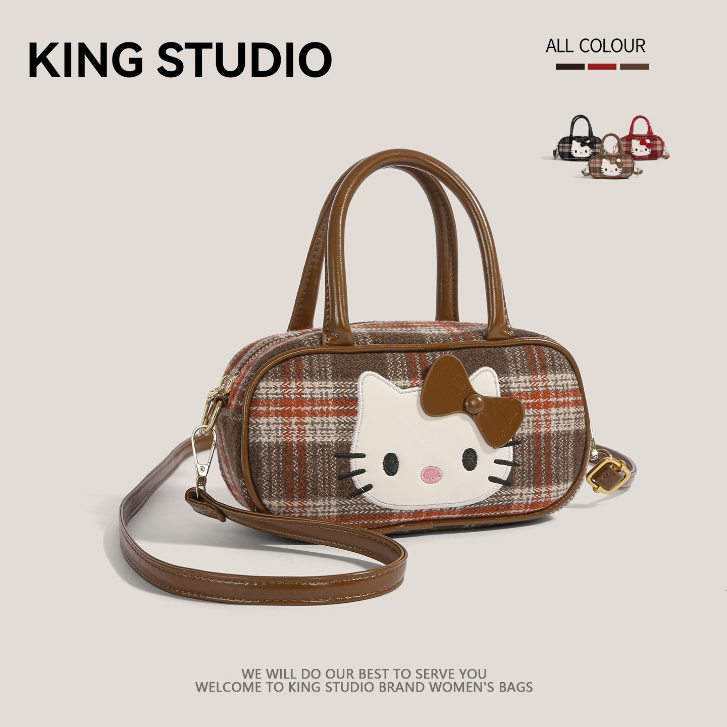 可爱HelloKitty手提包女2025新款潮卡通凯蒂猫小众设计单肩斜挎包