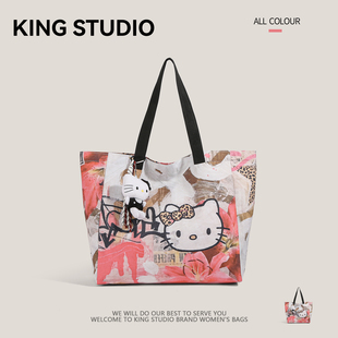 可爱HelloKitty印花托特包女2026春夏新款 大容量单肩包轻便购物袋