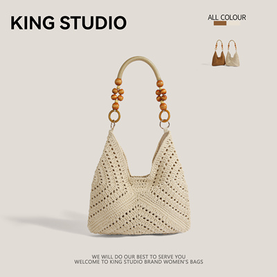 手工编织包女镂空针织单肩托特包