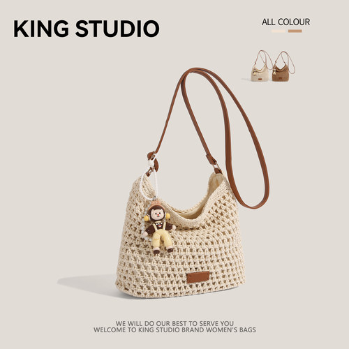 手工棉线编织包女休闲通勤单肩包