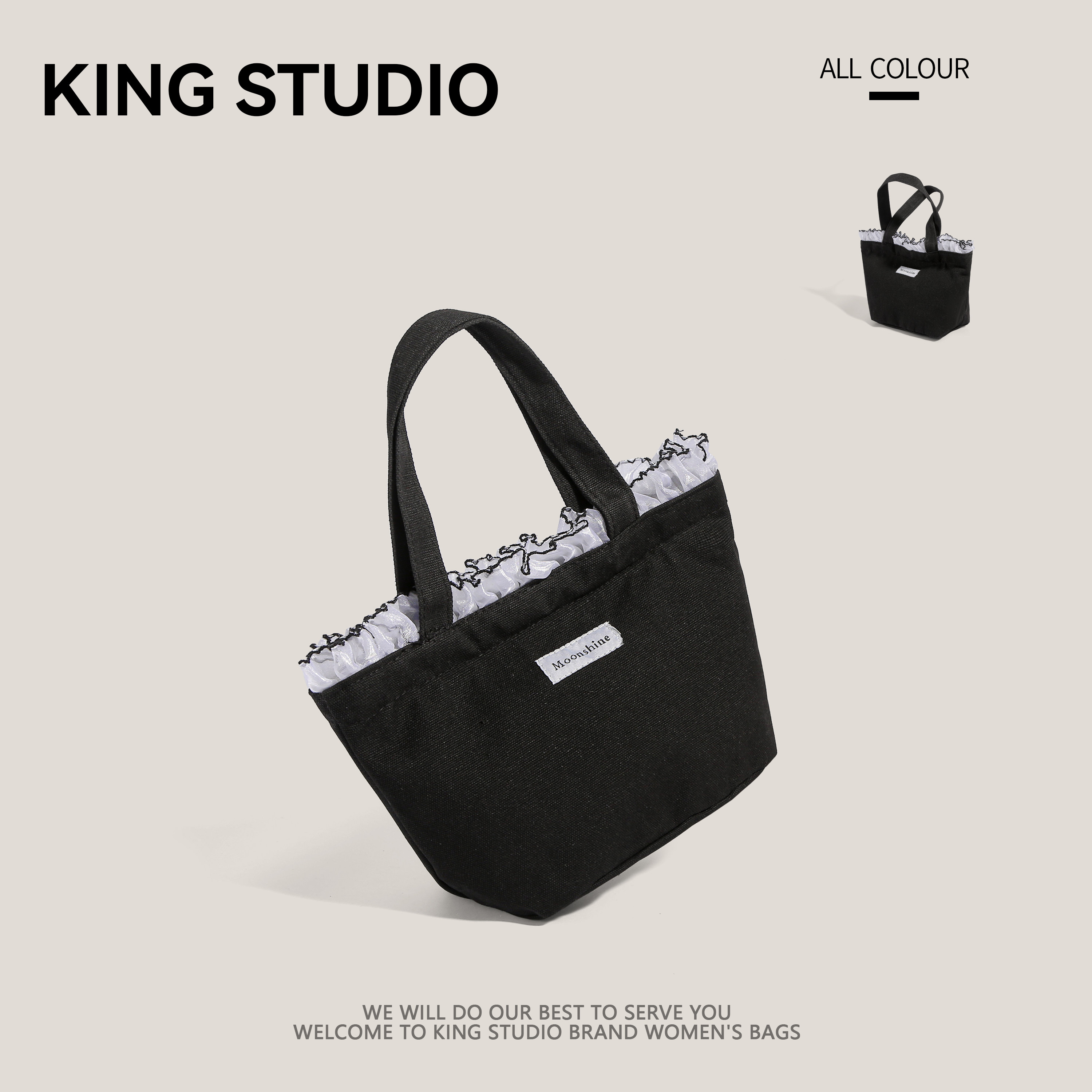 韩系高颜值手提帆布包女2026新款夏天百搭大容量便携化妆包手拎包