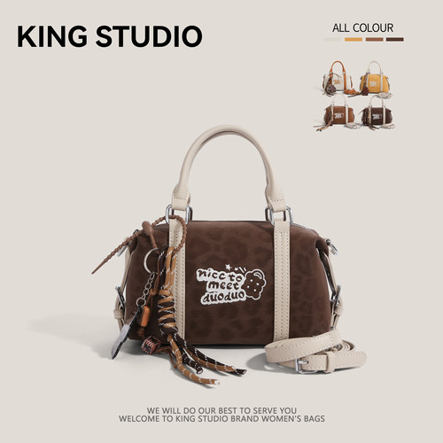 秋冬豹纹波士顿包可爱手提枕头包