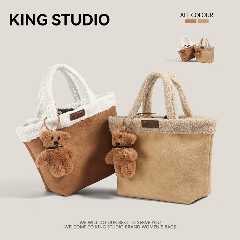 复古手提鹿皮绒包包女2025秋冬新潮韩国单肩包大容量通勤托特包