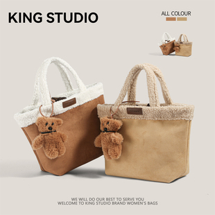 复古手提鹿皮绒包包女2025秋冬新潮韩国单肩包大容量通勤托特包