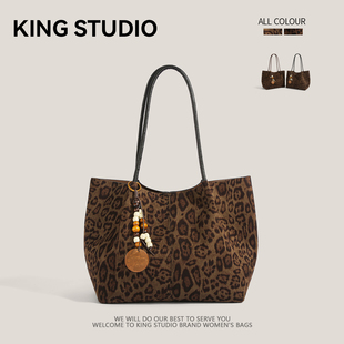 大容量豹纹包包女2025秋冬新款复古简约单肩手提包百搭通勤托特包