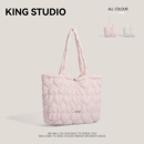 小众爱心大容量托特包女2025新款 褶皱感羽绒包百搭单肩通勤包 时尚